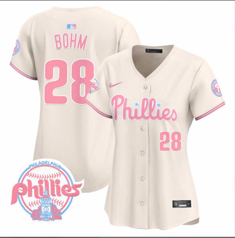 Women Philadelphia Phillies #28 Bohm cream 2024 MLB jersey
